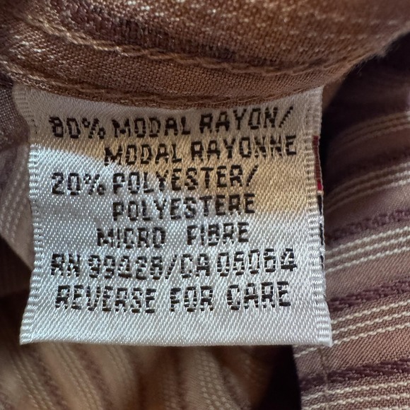 Bugatchi Uomo Shirt Mens 2XL Brown Striped Button Up Long Sleeve‎ Rayon Blend - Picture 9 of 10